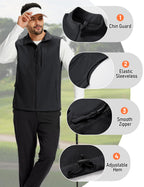 Men's Softshell Vest Lightweight Windproof Sleeveless Golf Jacket