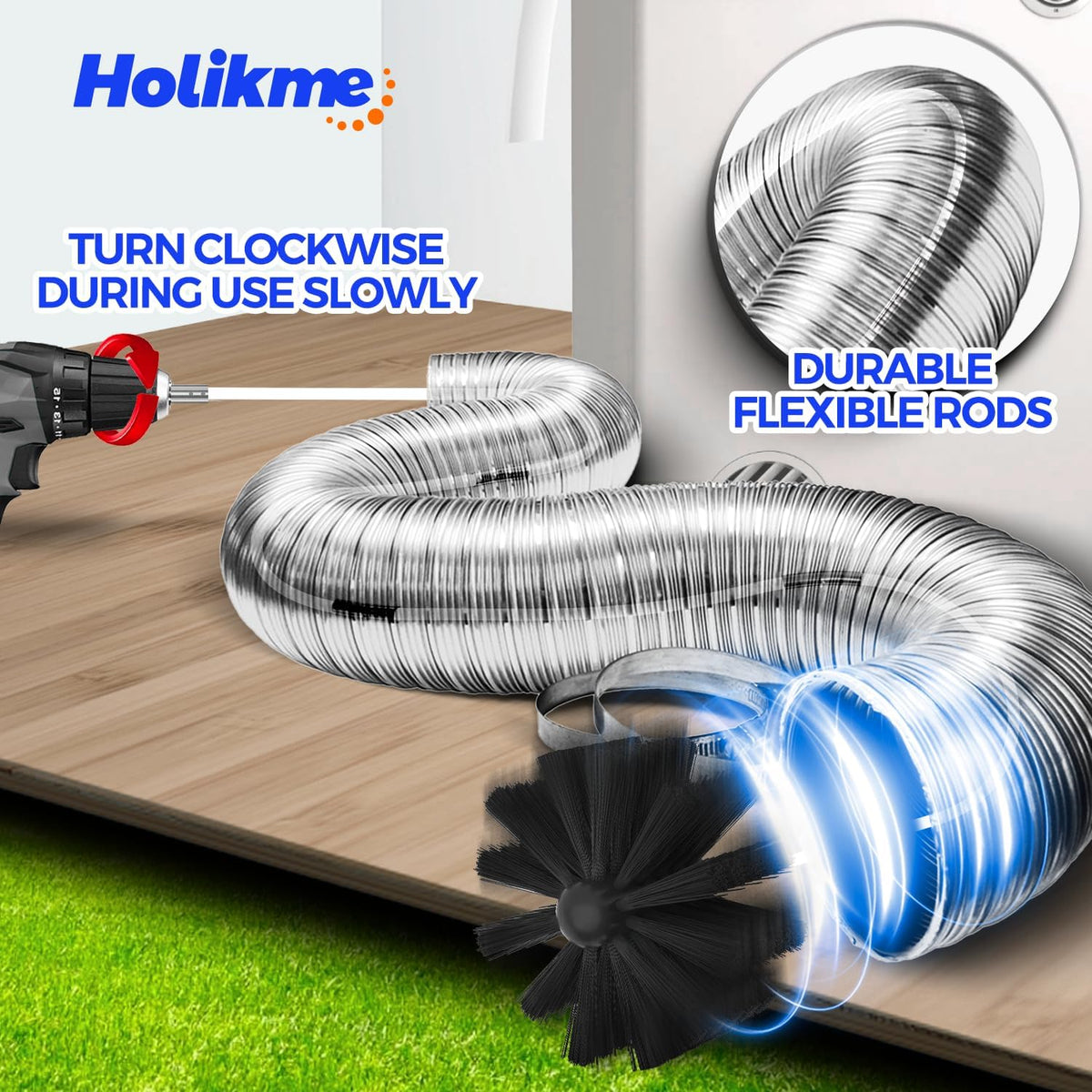50Ft Dryer Vent Cleaner Kit - Flexible Lint Brush for Deep Cleaning