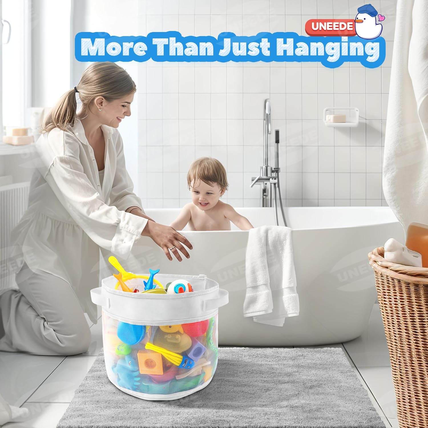Bath Toy Organizer,4 Gallons Bathtub Toy Storage Organizer,Quick Access Bath Toy Holder For Bathtub,Baby