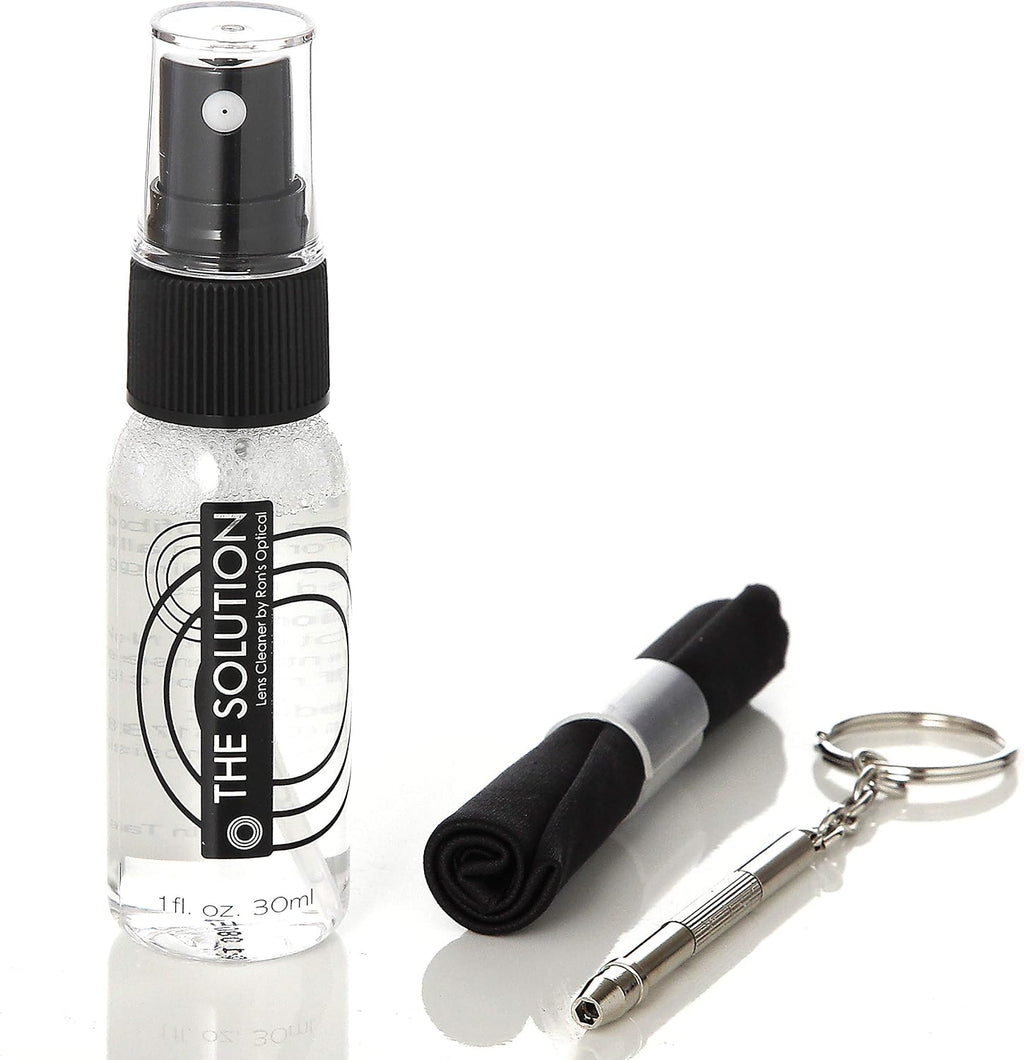 The Solution Lens Cleaner & Repair Kit | 1oz Alcohol Free Eyeglass Lens Cleaning Spray, Microfiber Cleaning Cloth &