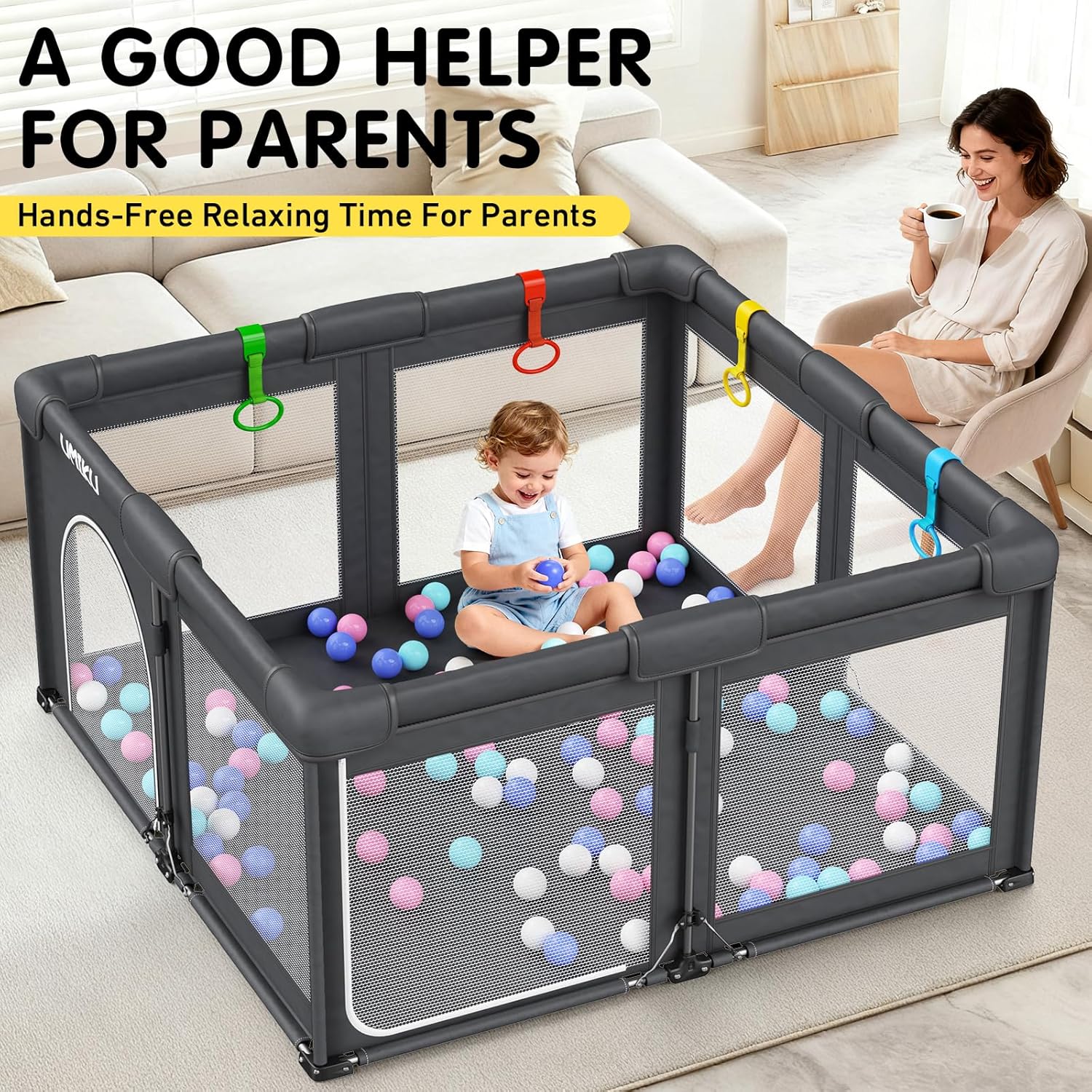 Baby Playpen Play Pen Foldable Playpen for Babies and Toddler 2 Entry 50X50 | Baby Play Pen Portable Playpen Play