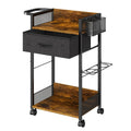 Salon Trolley Cart with Wheels, Mobile Hair Stylist Station with Metal Tool Holder & Basket, Rolling Barber Table