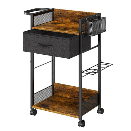 Salon Trolley Cart with Wheels, Mobile Hair Stylist Station with Metal Tool Holder & Basket, Rolling Barber Table