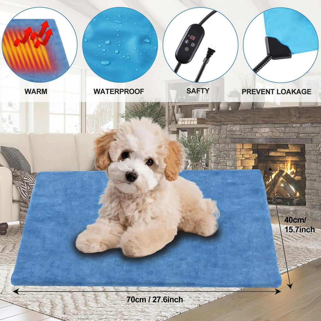 Pet Heating Pad for Dogs, Indoor Outdoor Heated Cat Bed Waterproof Electric Heated Pad Mat for Cats with Chew