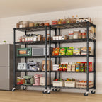 24" W x 18" D x 75" H Wire Storage Shelves with Wheels: 5 Tier Adjustable Metal Shelving Unit, NSF Heavy Duty Kitchen