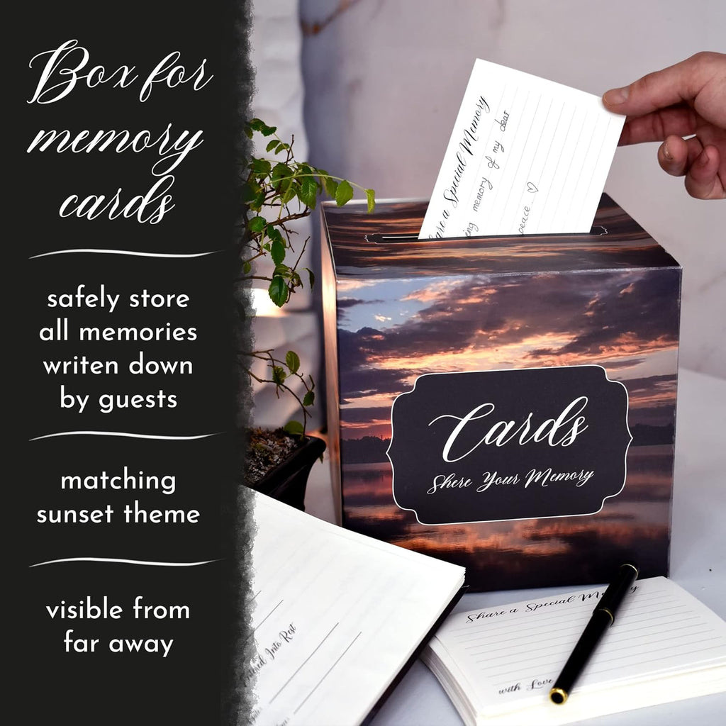 All-In-One Funeral Guest Book Set – Elegant Memorial Guestbook, Funeral Register Book, 60 Memory Cards, Collection