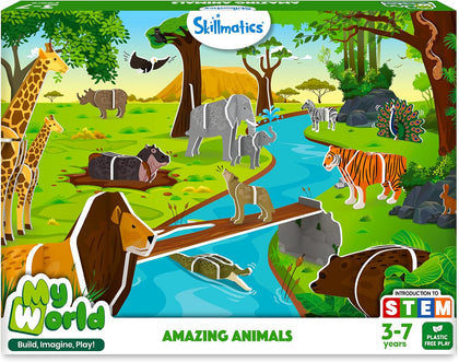STEM Building Toy : My World Amazing Animals | Gifts for Kids Ages 3-7 | Fun Learning & Educational Playset for