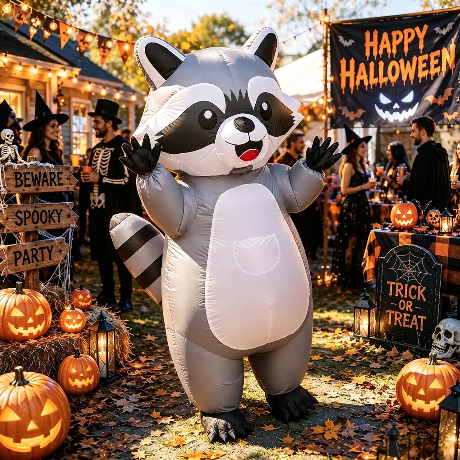 Inflatable Raccoon Costume Adult, Blow up Costume for Halloween | Fits 5'2" to 6'3", Full Body Adorable Inflatable
