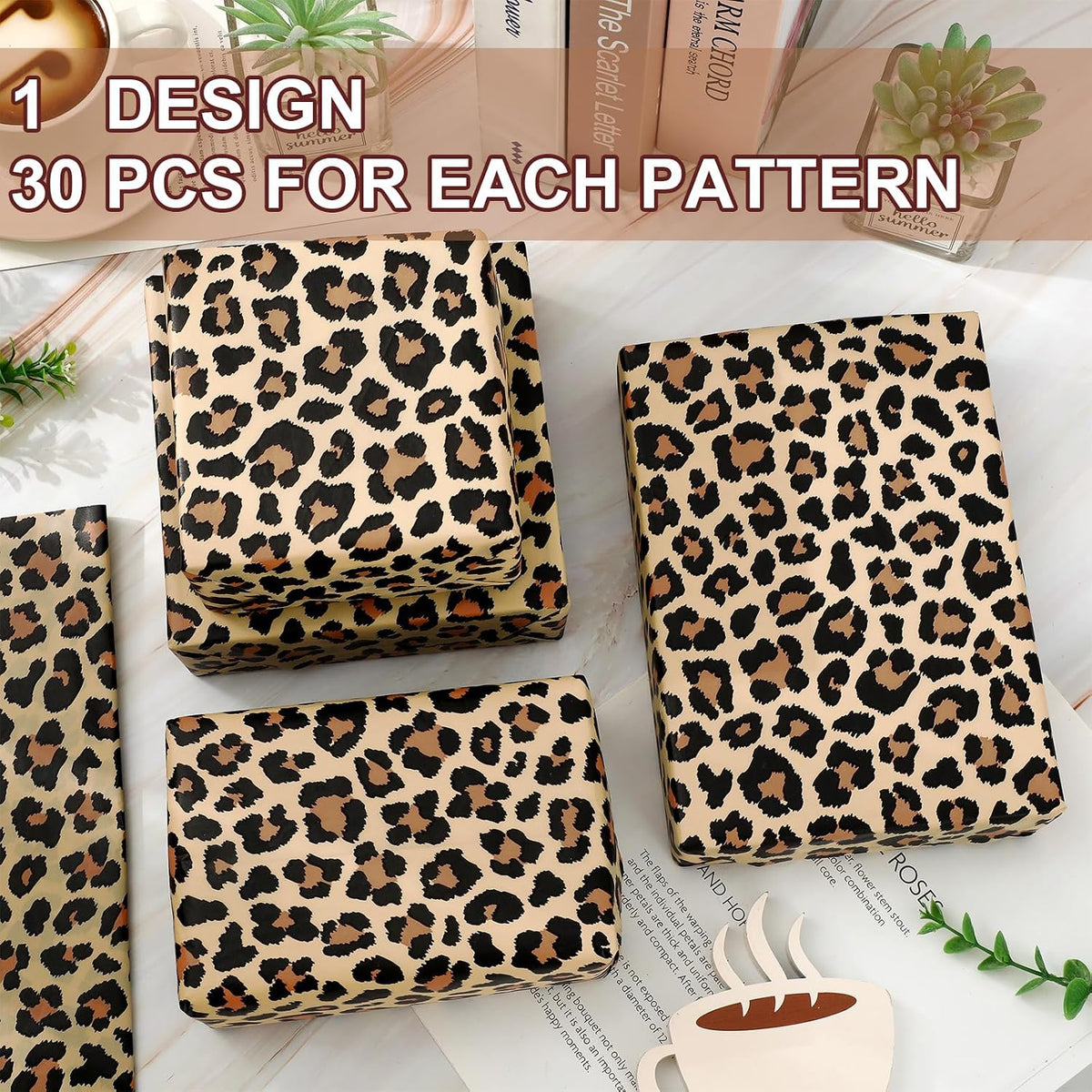 60 Sheets Leopard Print Tissue Paper Gift Wrapping Paper, 14 x 20 Inch