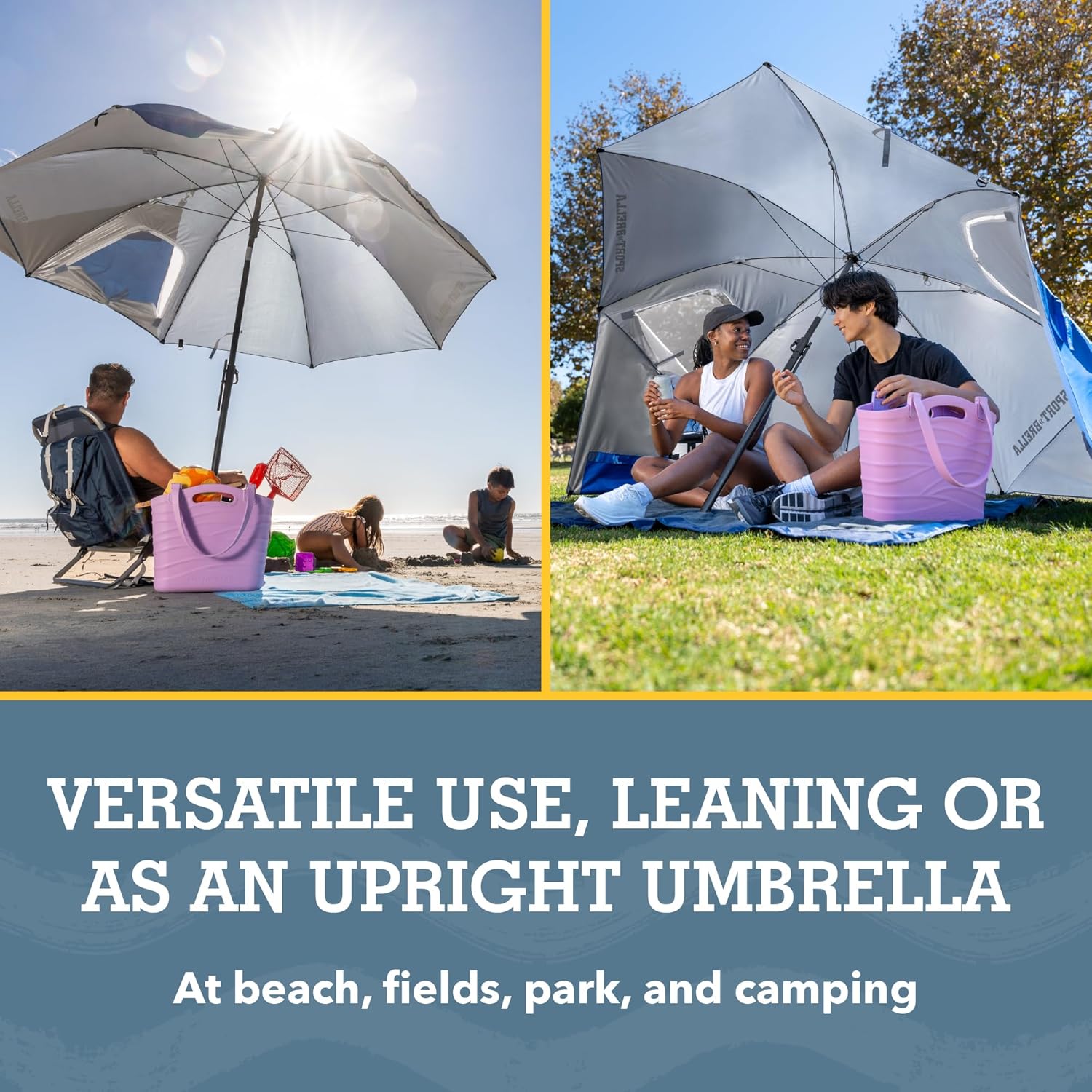Premiere UPF 50+ Umbrella Shelter with Patented Side Panels and Tilt Mechanism, Heavy-Duty 1.25 Inch Center Pole