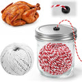 2 Roll 230FT Kitchen Twine for Cooking with Glass Jar Dispenser, Red&White