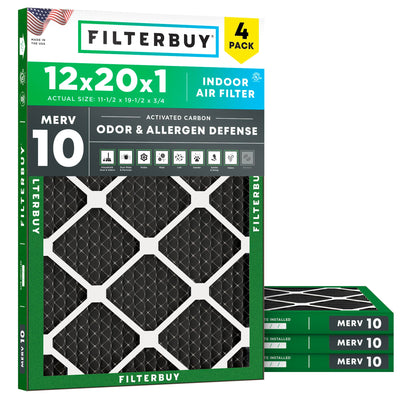 12x20x1 Air Filter MERV 10 Odor & Allergy Defense (4-Pack)