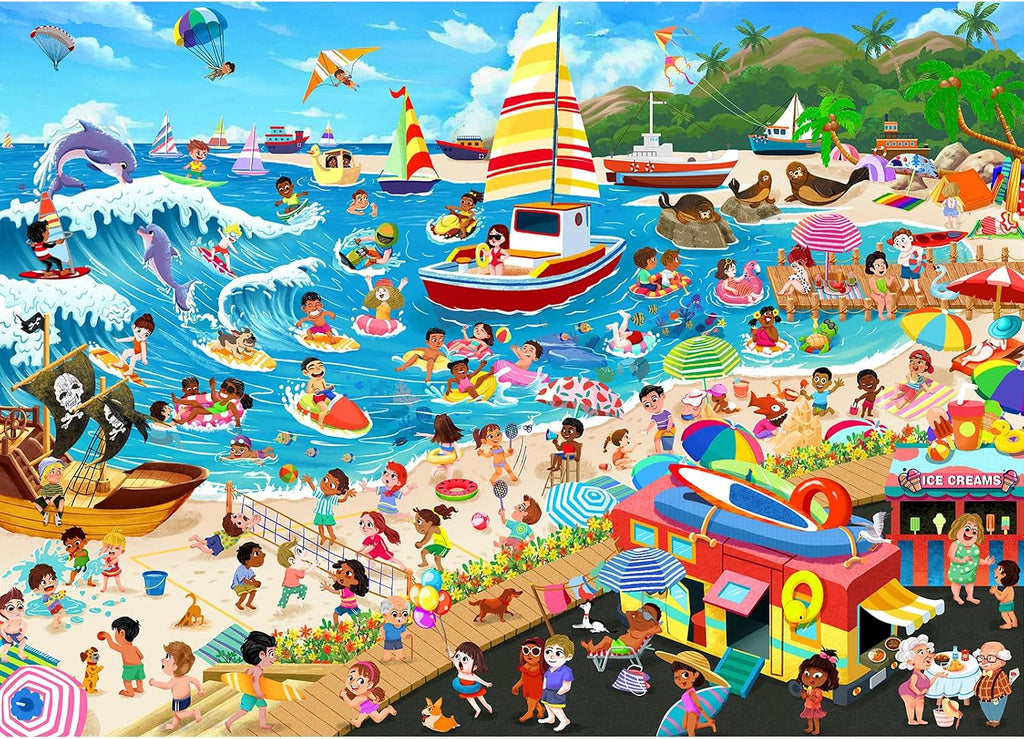 Summer Beach Puzzles for Adults 1000 Pieces, Letters on Back, Impossible Hard Difficult Challenging, Precise