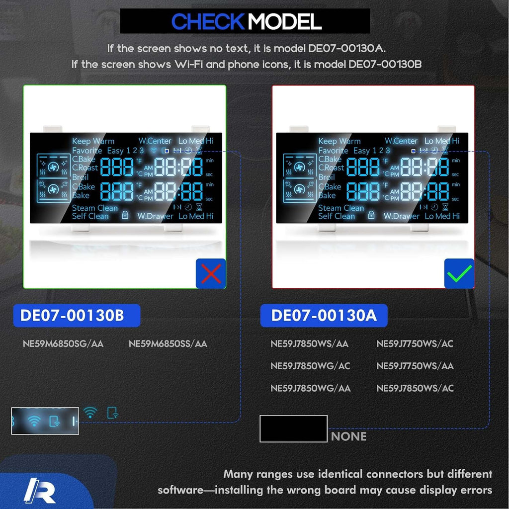 New DE07-00130A Range LED Display Board Fit for Samsung Electric Range - Oven/Stove, Better Than Oem Quality, Fits Model NE59J7850WS NE59J7850WG NE59J7750WS NE59J7850WS
