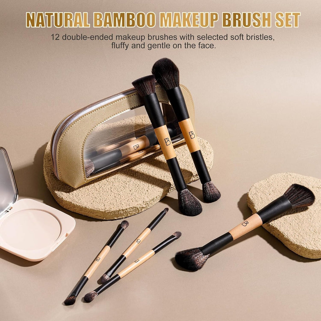Double-ended Makeup Brush Set With Concealer Brush & Foundation Brush, Eyeshadow Brush- Travel-friendly Multi-purpose