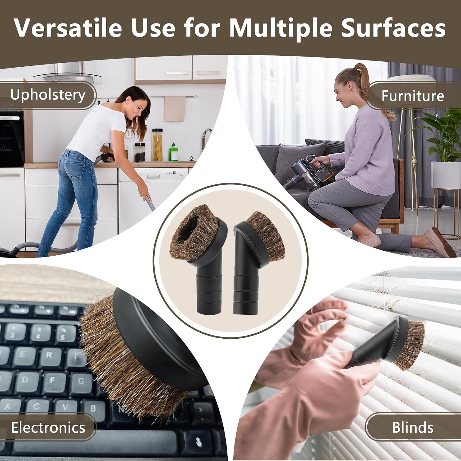 1.5" Vacuum Dust Brush Attachment Compatible with Pro Team Backpack Vacuum - 3" Round Dusting Brush with 1 1/2"