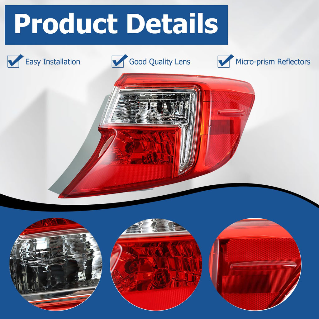 1 Pair Tail Lights Replacement for Toyota Camry 2012 2013 2014
