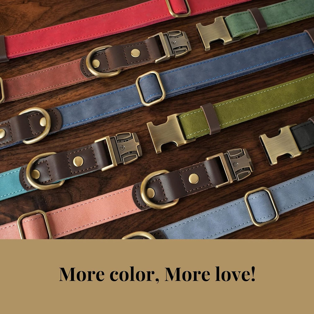 PU Leather Dog Collar for Small Dogs Puppy, Soft Lining, Green S