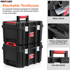 16-inch Stackable Tool Box, 10" H, Metal Latches, Removable Tray