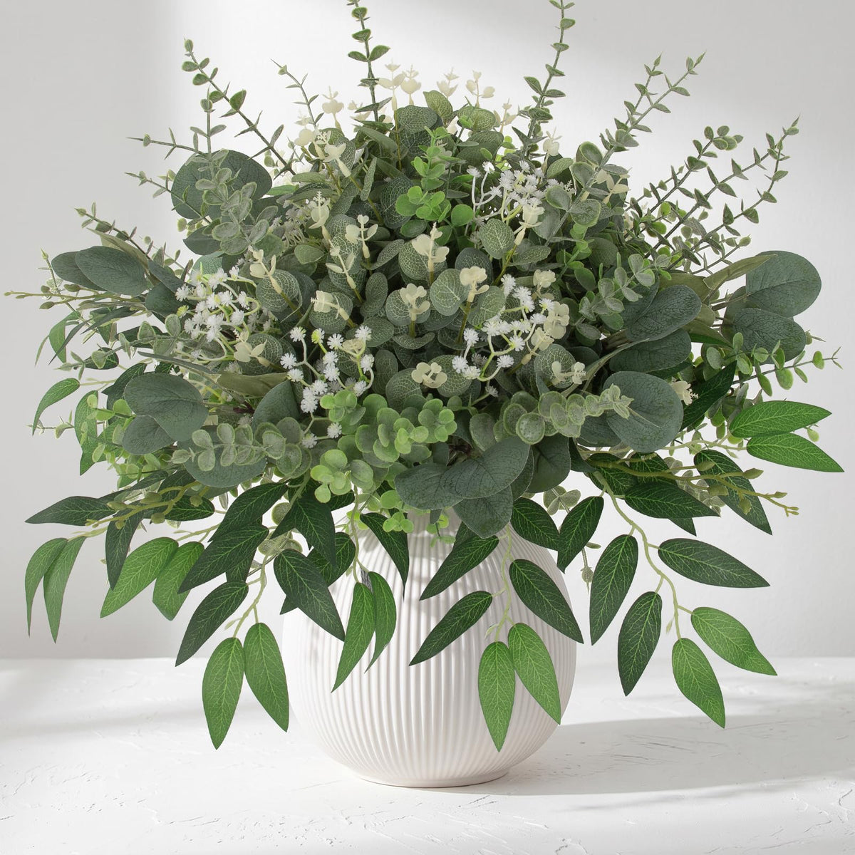 135 Pcs Mixed Eucalyptus Leaves Stems Artificial Greenery Bulk
