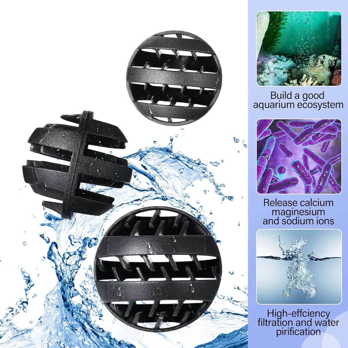 300 Pcs Bio Balls Pond Filter Aquarium Filter Media 1.26 Inch