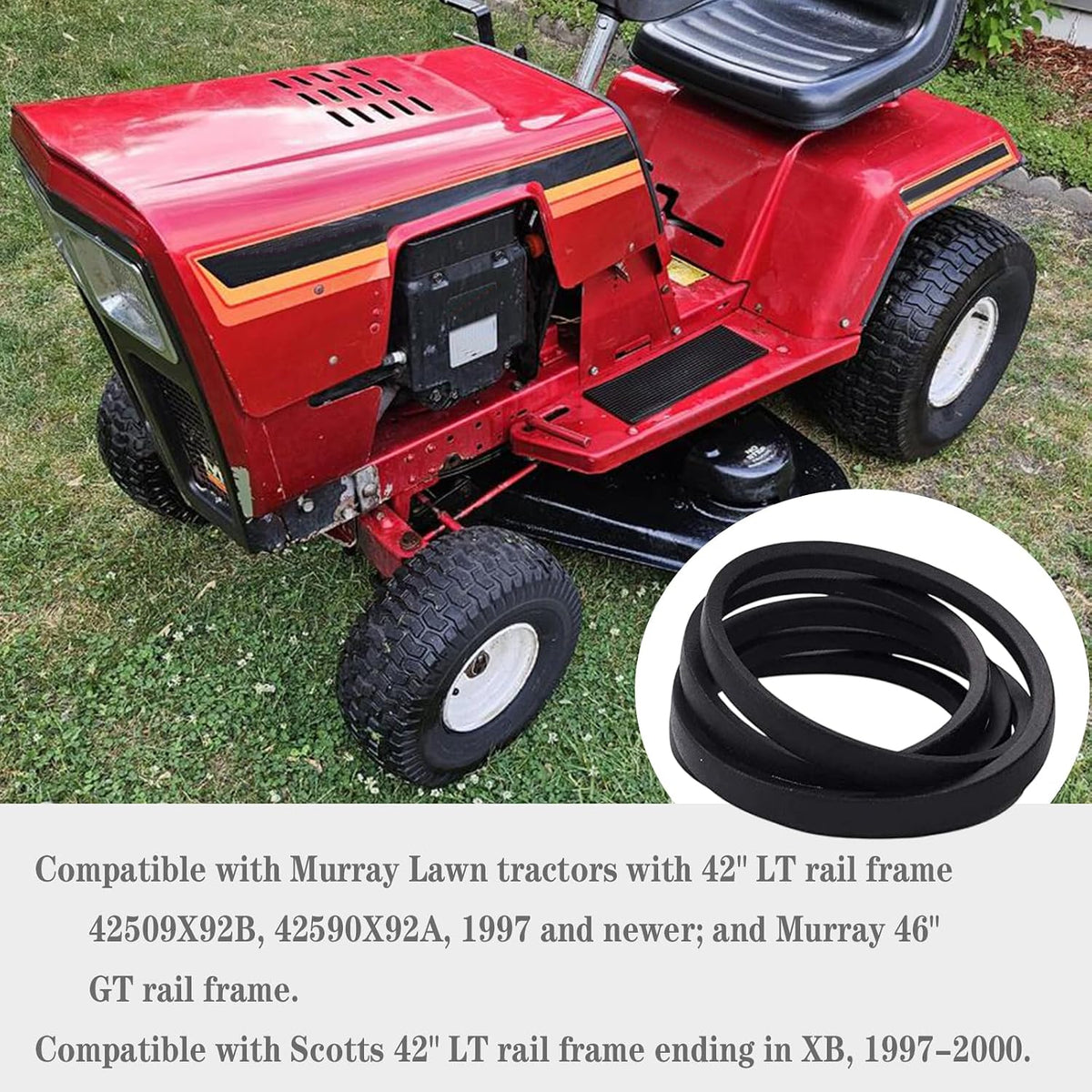 037X88MA Replacement Lawn Mower Deck Belt for Murray 037X96MA 37X88MA 37X88 37X96 37X96MA 710213 V Belt 1/2" x 89"