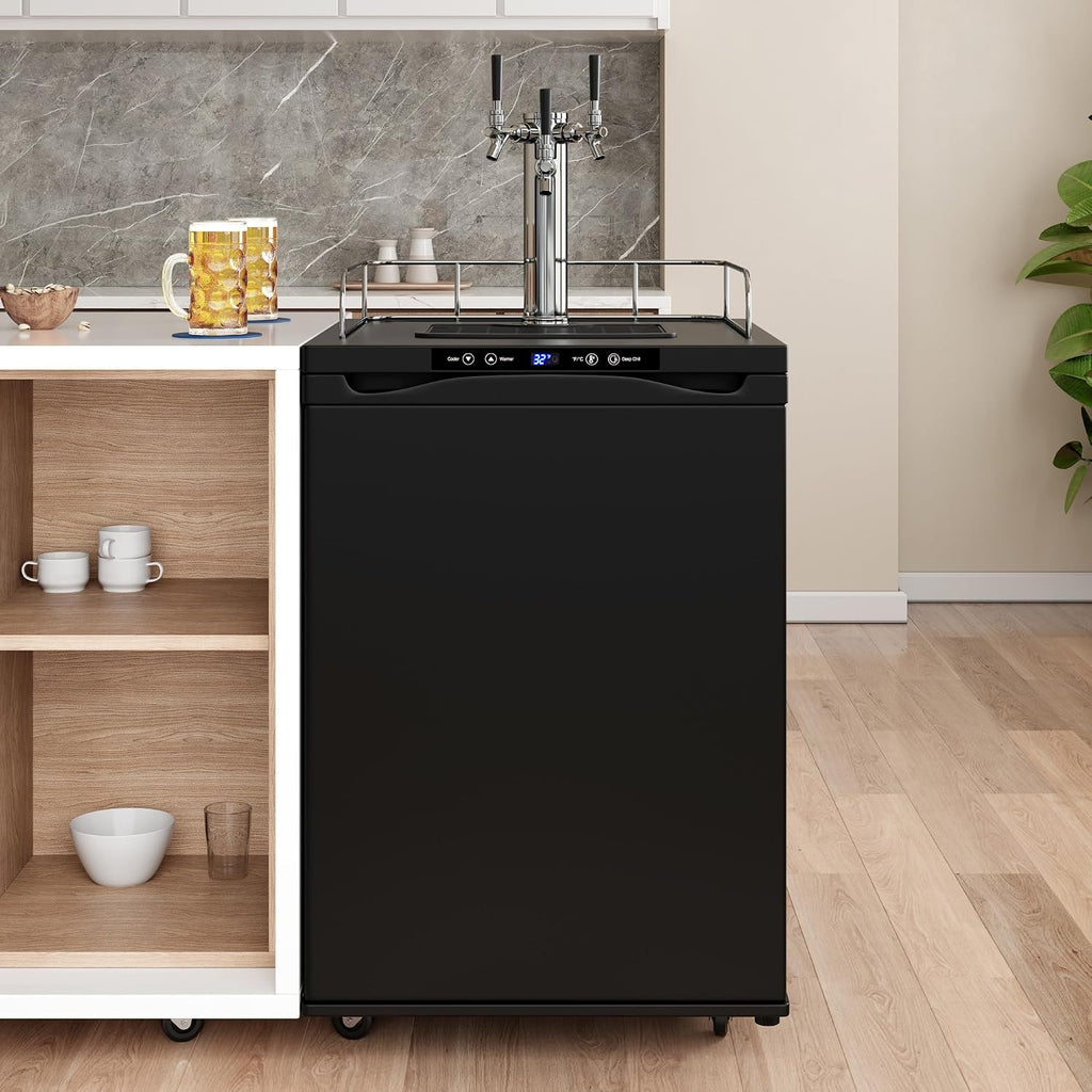 KC3000TRIP Full Size Triple Tap Kegerator with Digital Display - Black