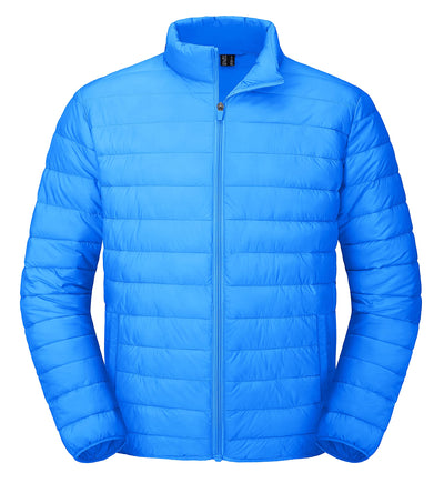 Winter Coats for Men Quilted Full Zip Puffer Jacket Blue 2XL