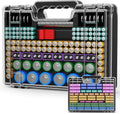Battery Organizer Storage Case with Tester, Ultra-Large 265+ Double-Sided Batteries Container with Handle, Holds AA