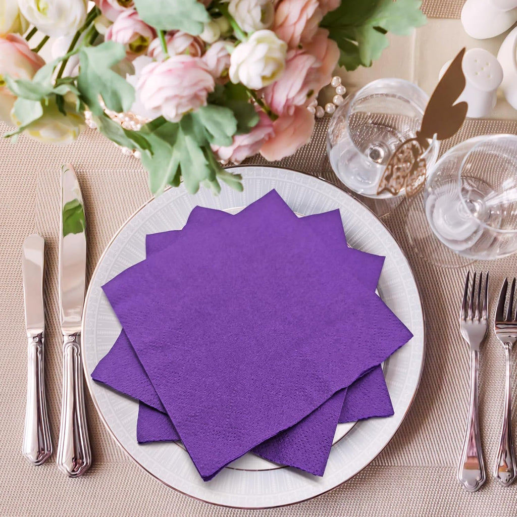 300 Count Purple Beverage Cocktail Napkins 2-Ply