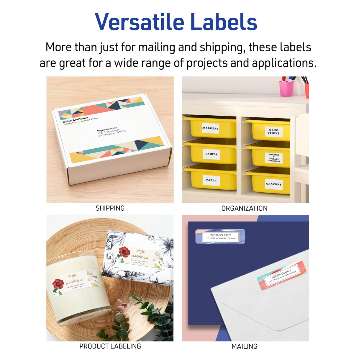 Full-Sheet Printable Shipping Labels, 8.5" x 11" Customizable Stickers, White, 500 Blank Mailing Labels, Great for