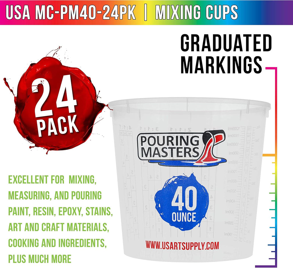 40 Ounce (1200ml) Graduated Plastic Mixing Cups (Box of 24)