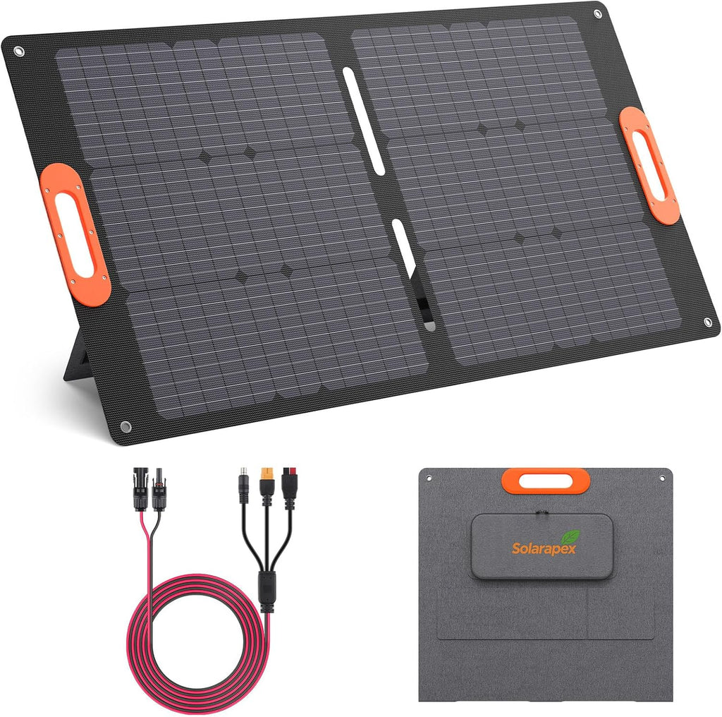 100W Portable Solar Panel, ETFE Foldable Charger, 23.5% Efficient | IP67 Waterproof ETFE One-Piece Lamination with