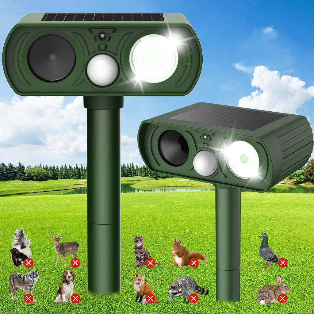 Solar Ultrasonic Animal Repellent, Deer Repellent Devices Waterproof, Cat Repellent Outdoor with Motion Detection