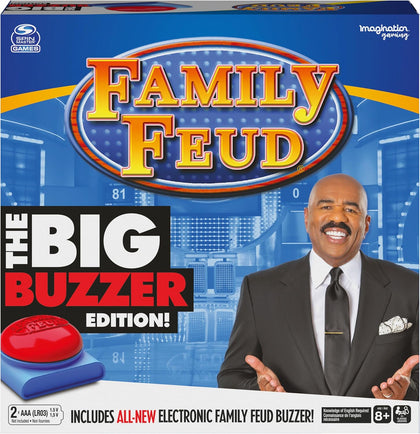 Family Feud Big Buzzer Game, Amazon Exclusive “Buzz in” with The Electronic Buzzer Board Game for Hilarious Family