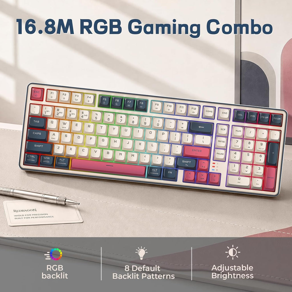 S174 Gaming Keyboard and Mouse Wireless with Tri-Mode, RGB Keyboard and 5000 DPI 61G Ultra-Light Gaming Mouse