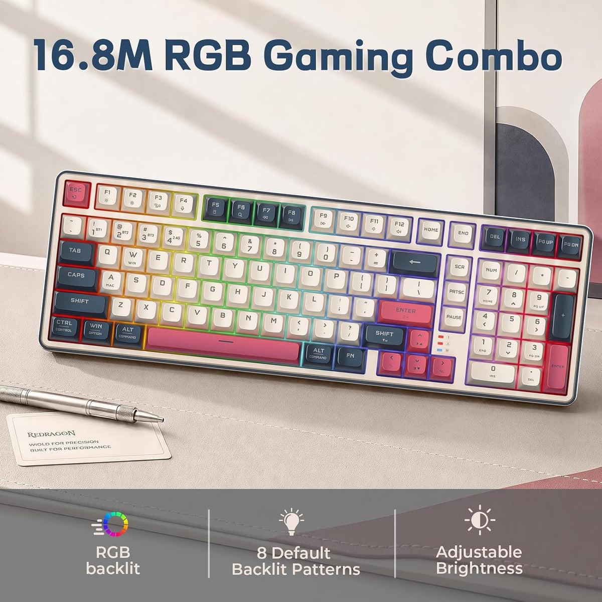 S174 Gaming Keyboard and Mouse Wireless with Tri-Mode, RGB Keyboard and 5000 DPI 61G Ultra-Light Gaming Mouse