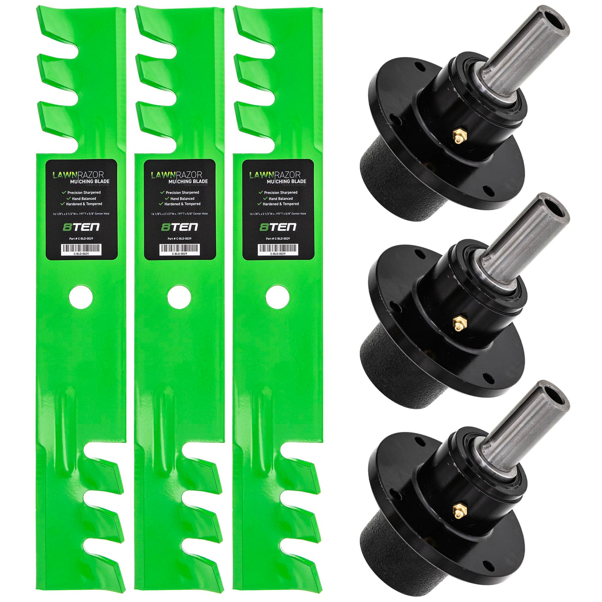 8TEN Spindle Toothed Blade Kit for Scag 41001 48 Inch Deck