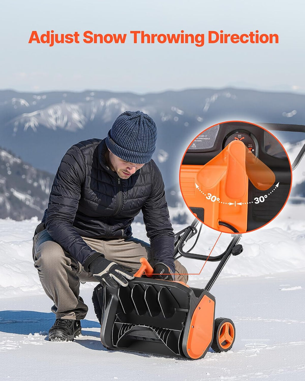 Corded Electric Snow Shovel, 12A 17 inch Snow Shovel, 60° Adjustable Chute, 20 ft Throwing Distance, Snowthrower with