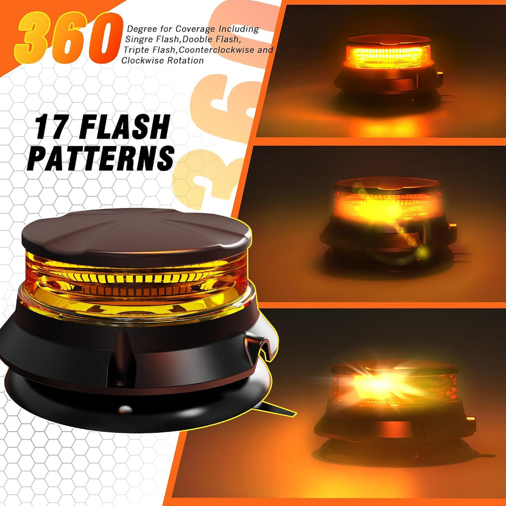 LED Amber Strobe Beacon Lights, Safety Warning Emergency Hazard Rotating Flashing Lights for Forklift Truck, Tractor