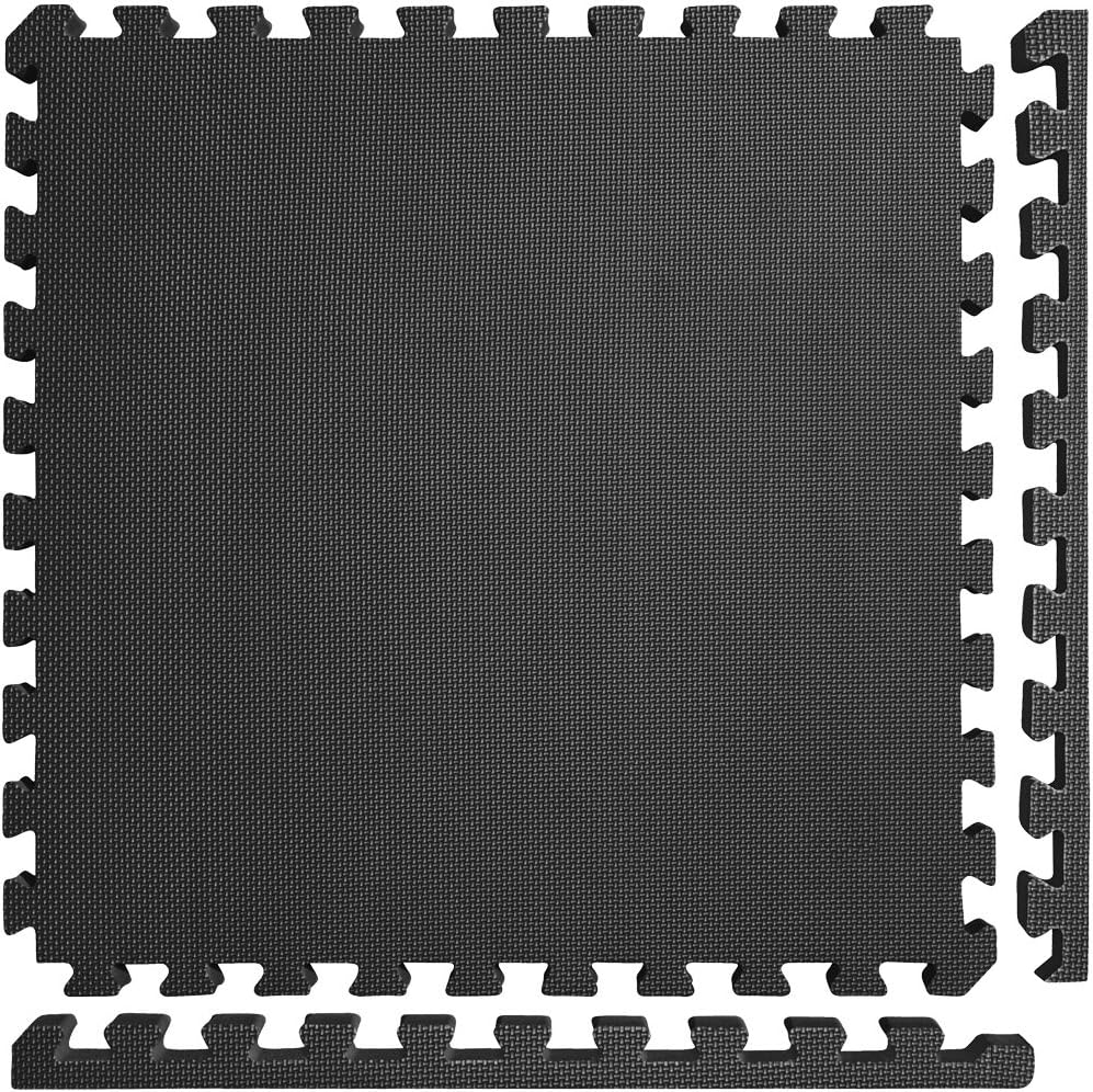X-Thick 1.5" Interlocking EVA Foam Mats - BK - 10 Tiles (40 Sqft) | Extra-thick 2X cushioning w/ anti-slip grip. 2' x