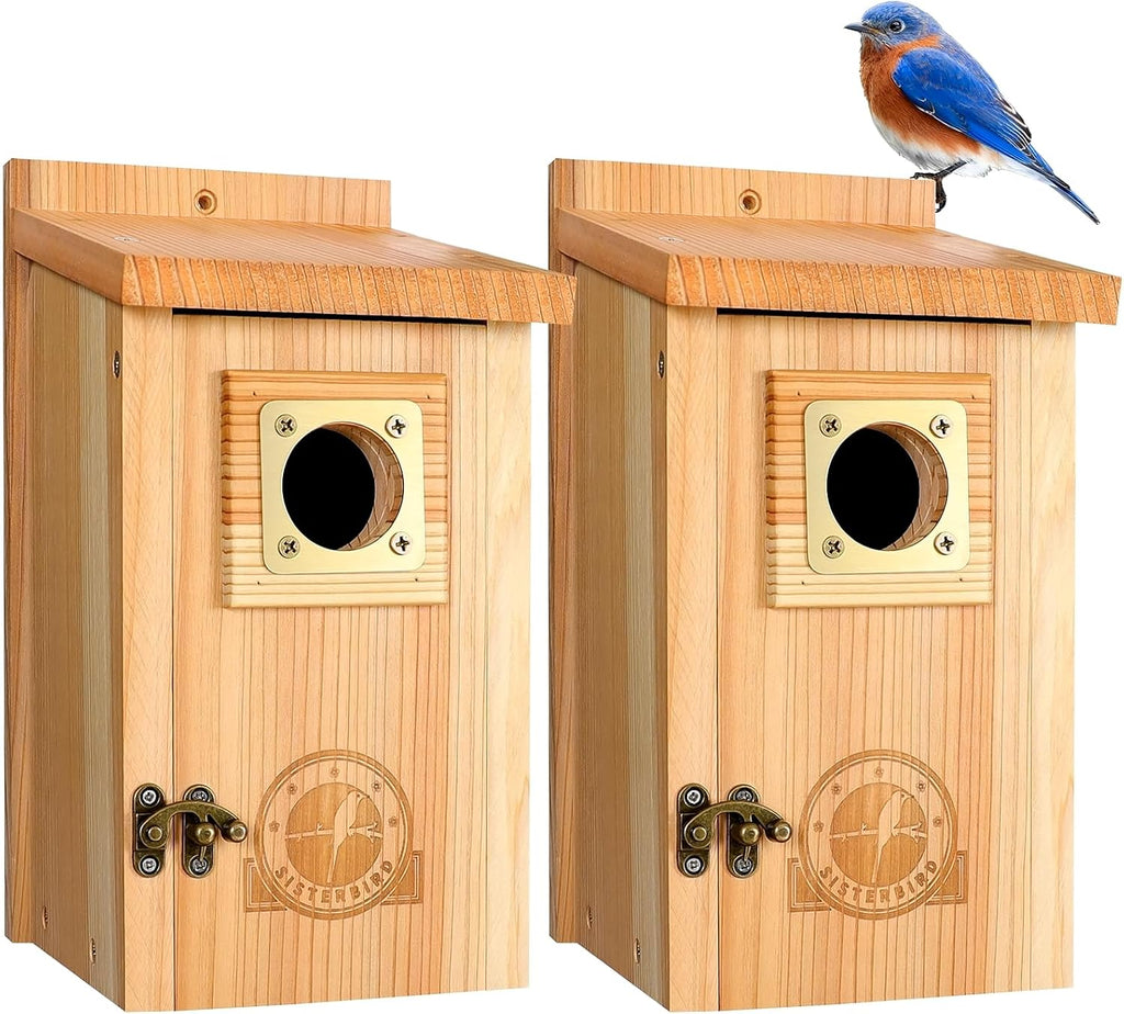 2 Pack Bluebird Houses for Outside, Warming Gifts Bluebird House