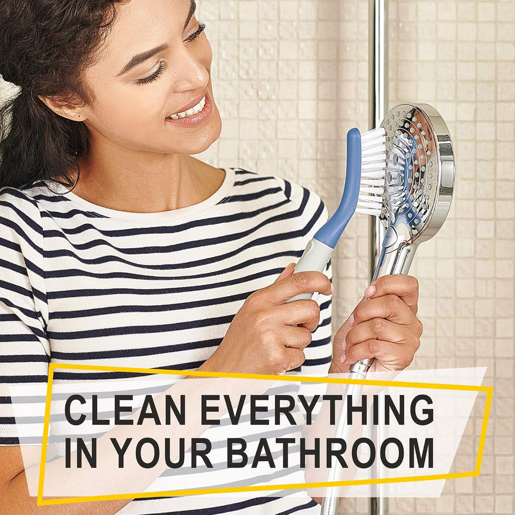 Scrub Brush Set of 3pcs - Cleaning Shower Scrubber with Ergonomic Handle and Durable Bristles - Grout Cleaner Brush
