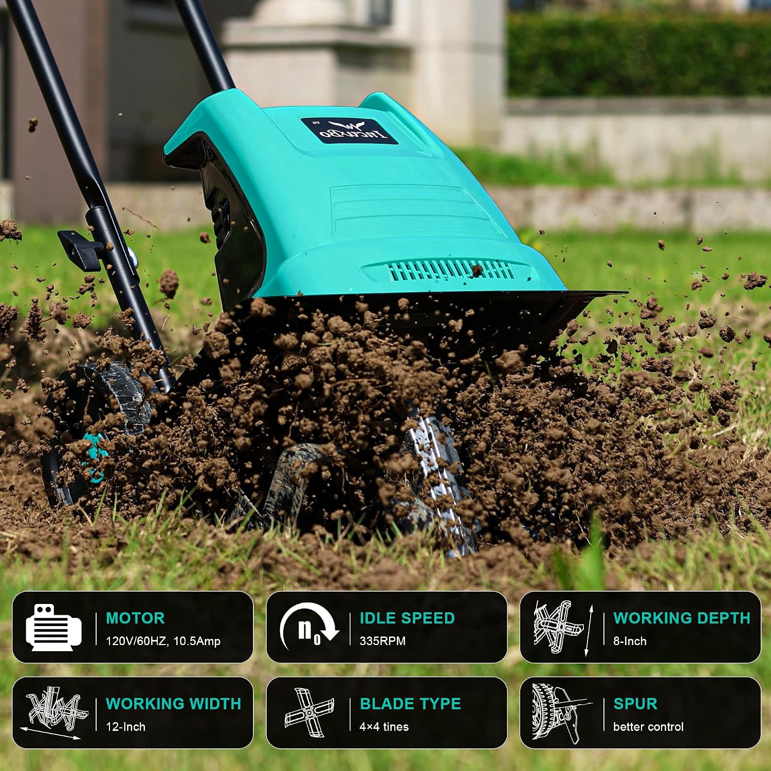12'' 10.5AMP Corded Electric Garden Roto Tiller Cultivator Powerful | Electric front tine tiller lightweight, Metal