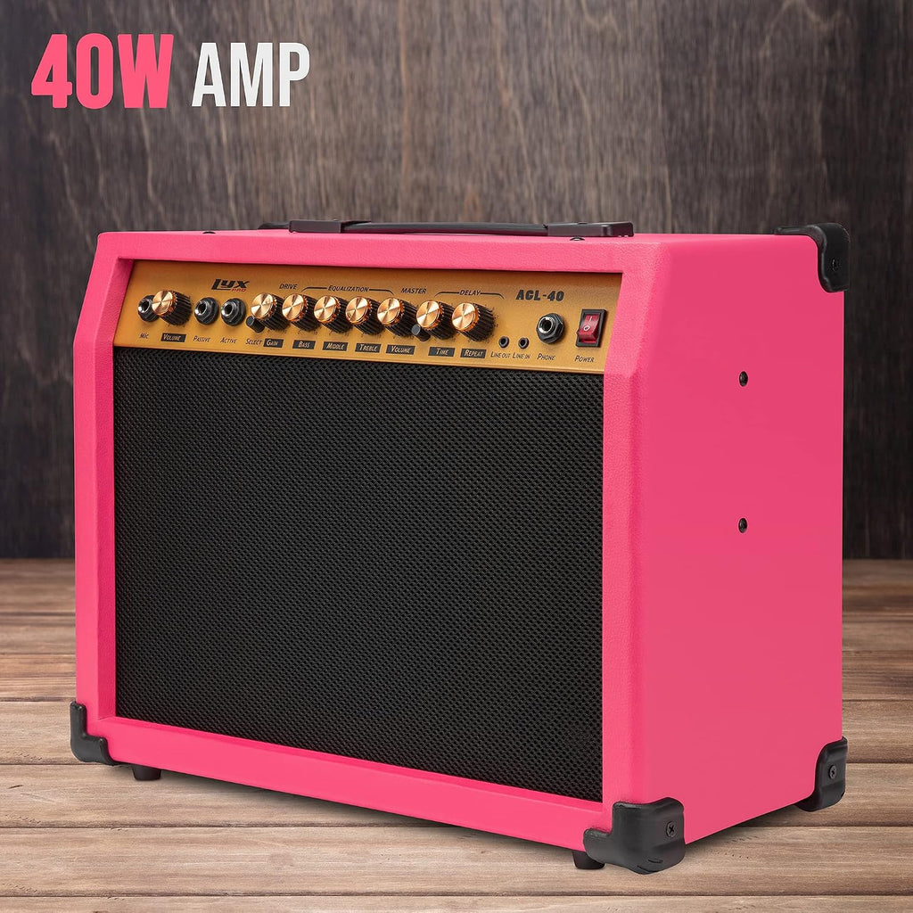 40 Watt Electric Guitar Amplifier | Combo Solid State Studio Amp with 8” 4-Ohm Speaker, Custom EQ Controls, Drive