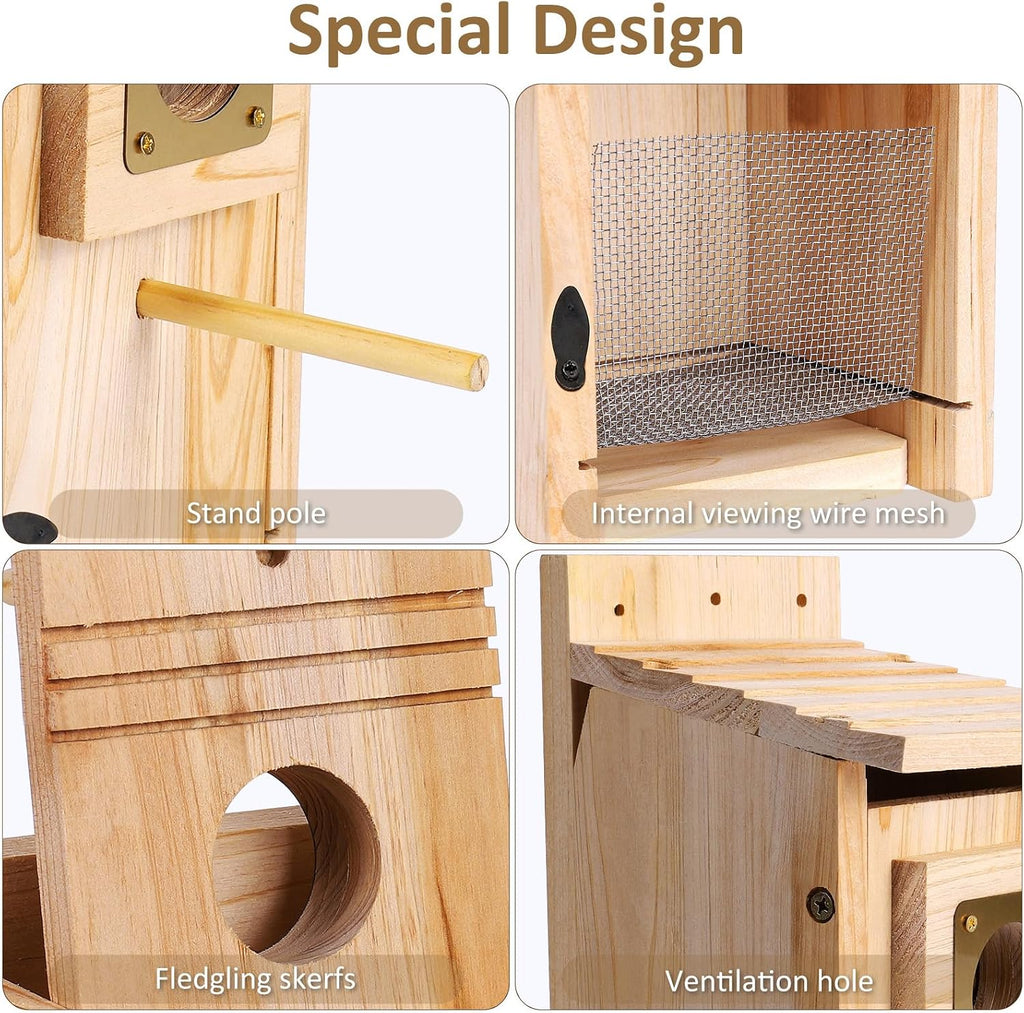 Bird Houses for Outside, Thicken Wooden Bird House with Copper Guard