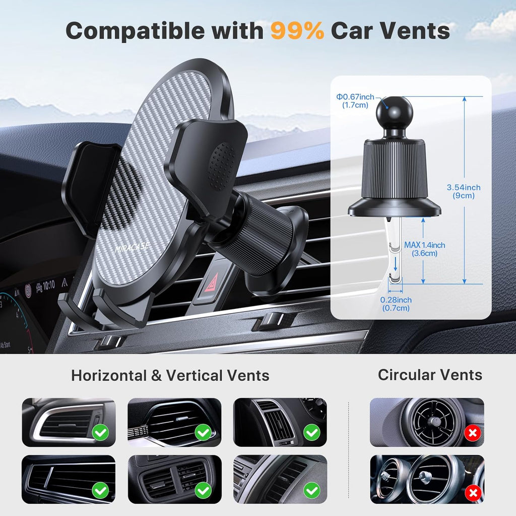 Phone Holders for Your Car with Metal Hook Clip, Air Vent Cell Phone Stand Car Mount, Universal Automobile Cradle for