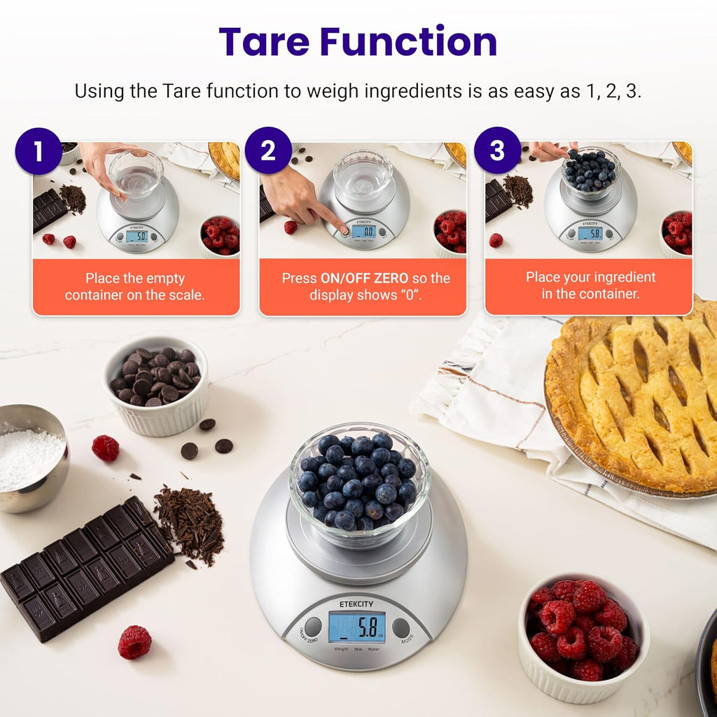 Food Kitchen Scale with Bowl, 11lb/5kg, Grams and Ounces