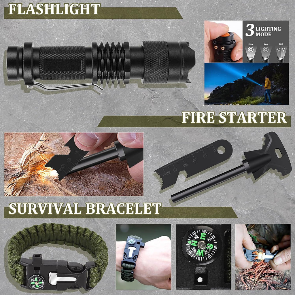Gifts for Men Fathers Day Dad Husband Boyfriend Him, Survival Kits, 14 in 1 Survival Gear Camping Essentials Cool