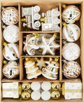 Christmas Ball Ornaments Set, 47ct 2.36 Inch Champagne Gold Assorted Xmas Tree Ball Ornaments, Shatterproof Christmas
